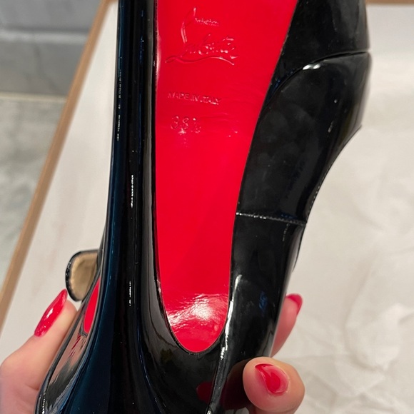 Christian Louboutin Bana Black Patent Peep Toe - Picture 7 of 12